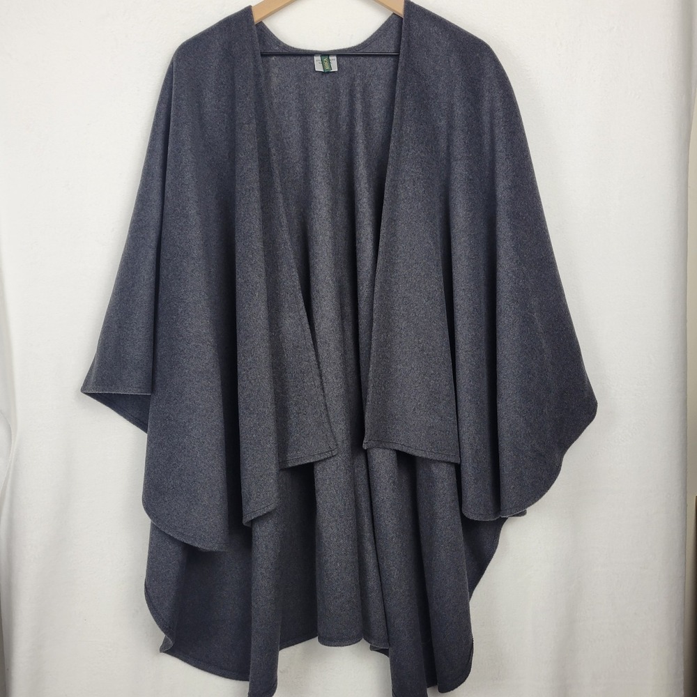 Vintage Avoca Ireland Cape Poncho Gray 80% Wool 20% Cashmere Open Front Wrap OS